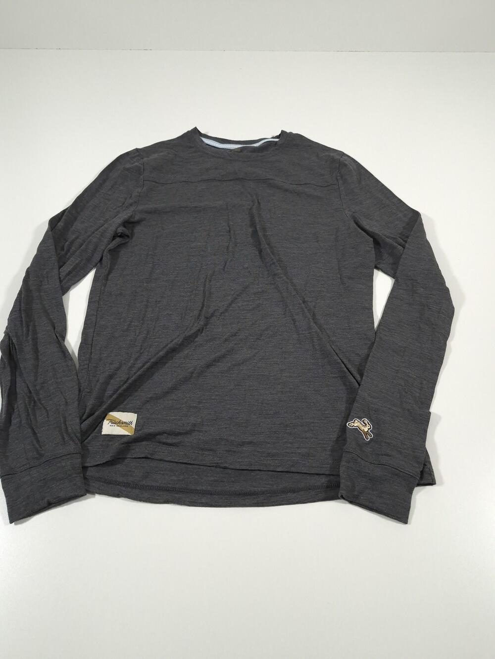 Tracksmith Harrier Long Sleeve Shirt Mens M Gray Merino Wool Running Base Layer